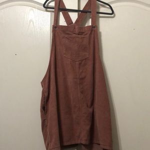Pink corduroy overall dress